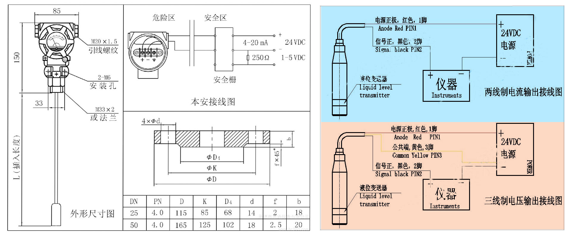 投入式液位计接线图